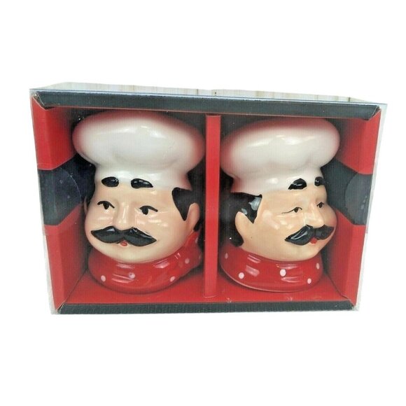 Grant Howard Other - Chef Leone Ceramic Salt Pepper Shakers Hand-Painted Vtg Collection Set 2 In Box